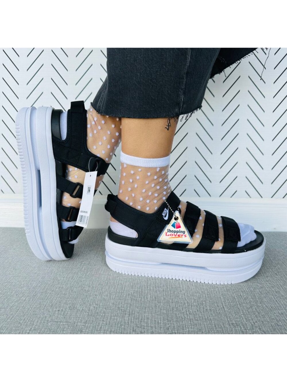 ❤️Nike Icon Classic Platform Chunky Sz 10 Women Sandals Strappy Black DH0224-001